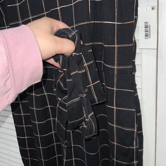 Liz Claiborne Black Plaid Wide Leg Jumpsuit Size 16 - Picture 9 of 9